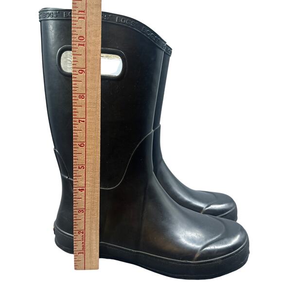 Bogs Youth Rain Boots Size 5 Black Rubber Waterproof Mid Calf Pull On Handles - Picture 9 of 10